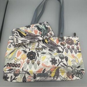 Sakroots Peace Bird Floral Coated Canvas Tote & Wallet Set